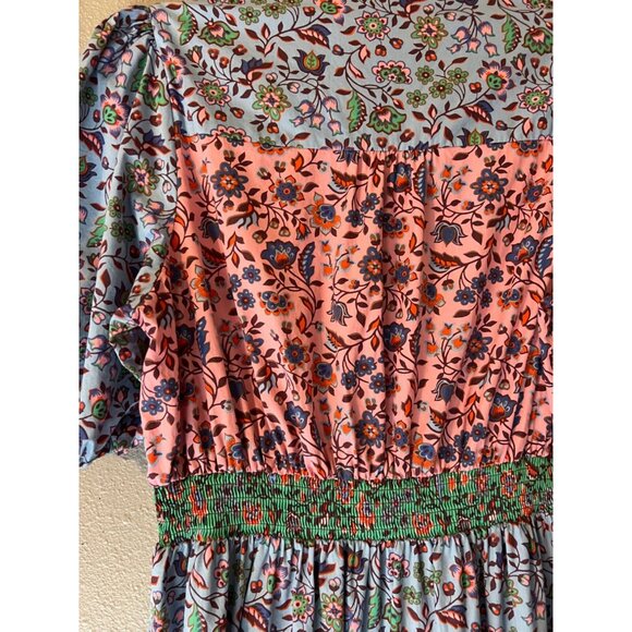 Boden Maxi Dress 10 R Cotton Colorful Smocked Pockets Short Sleeve Washable NEW - Picture 10 of 13